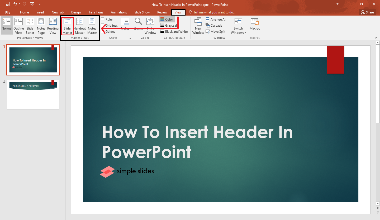 powerpoint page header