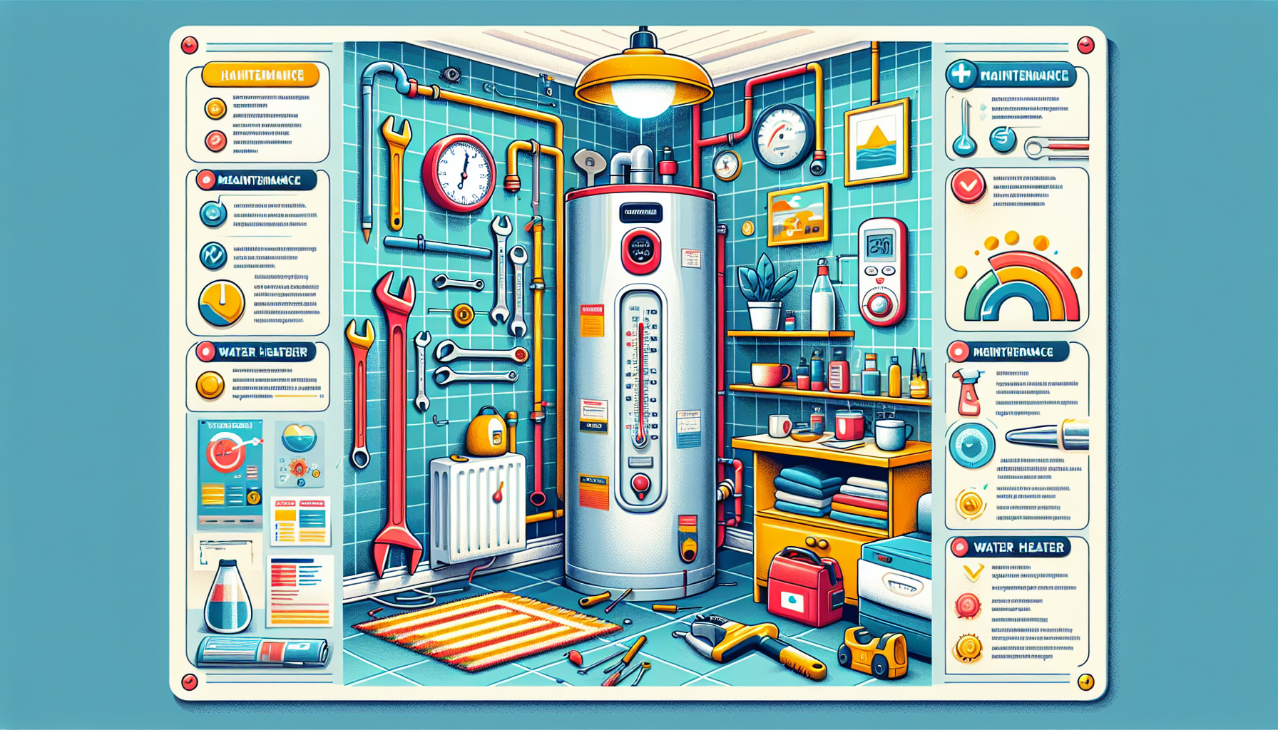 A visual representation of maintenance tips for hot water systems.