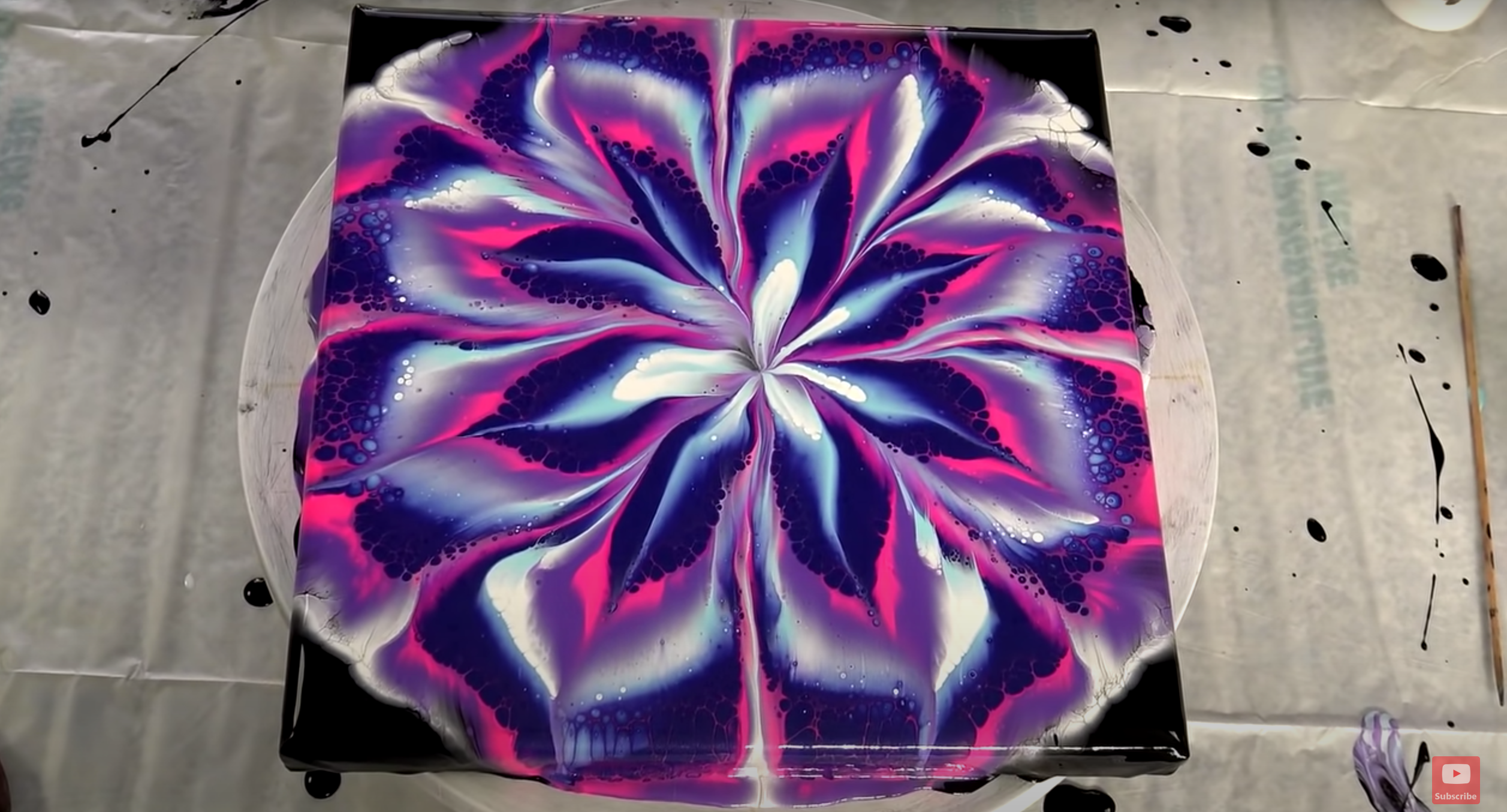 Acrylic Pour Painting Idea #5: Eight Petal Flower by Fiona Art