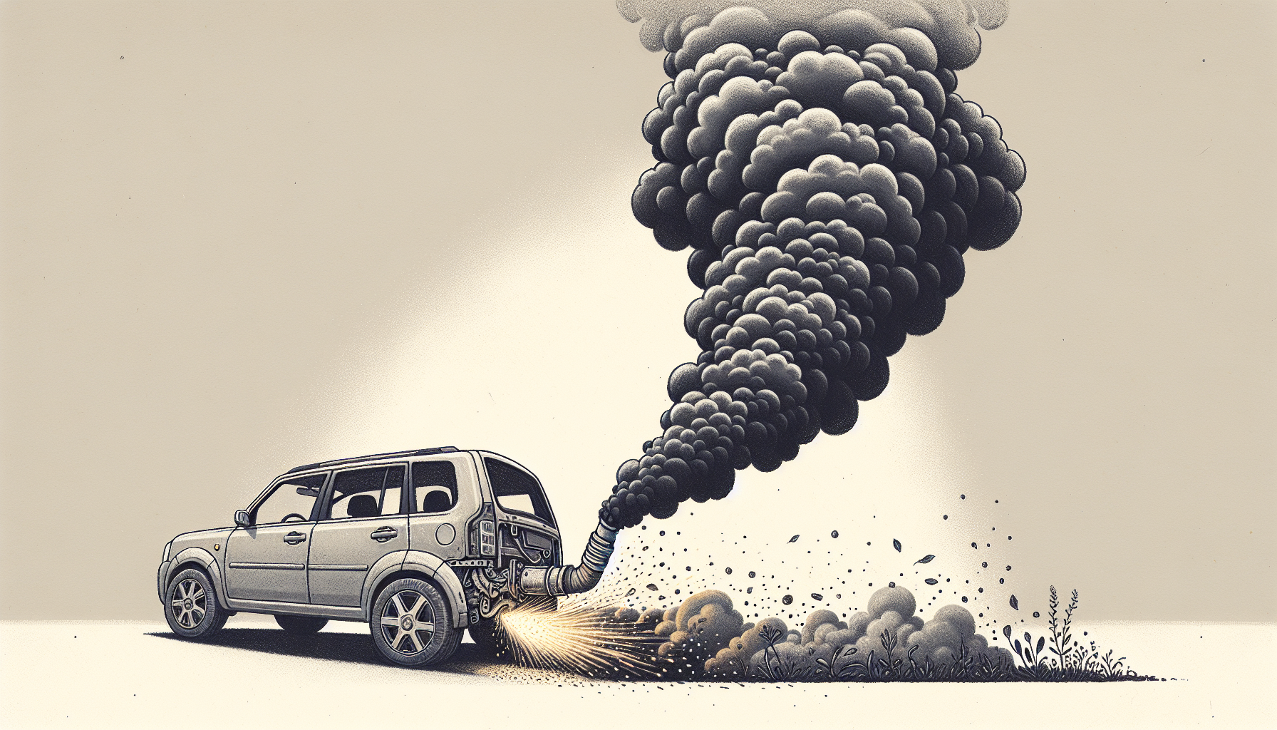 Illustration of a vehicle emitting excessive exhaust fumes