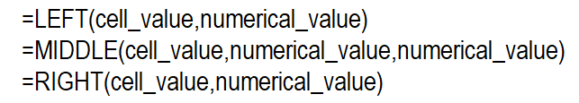 LEFT, RIGHT, MID functions