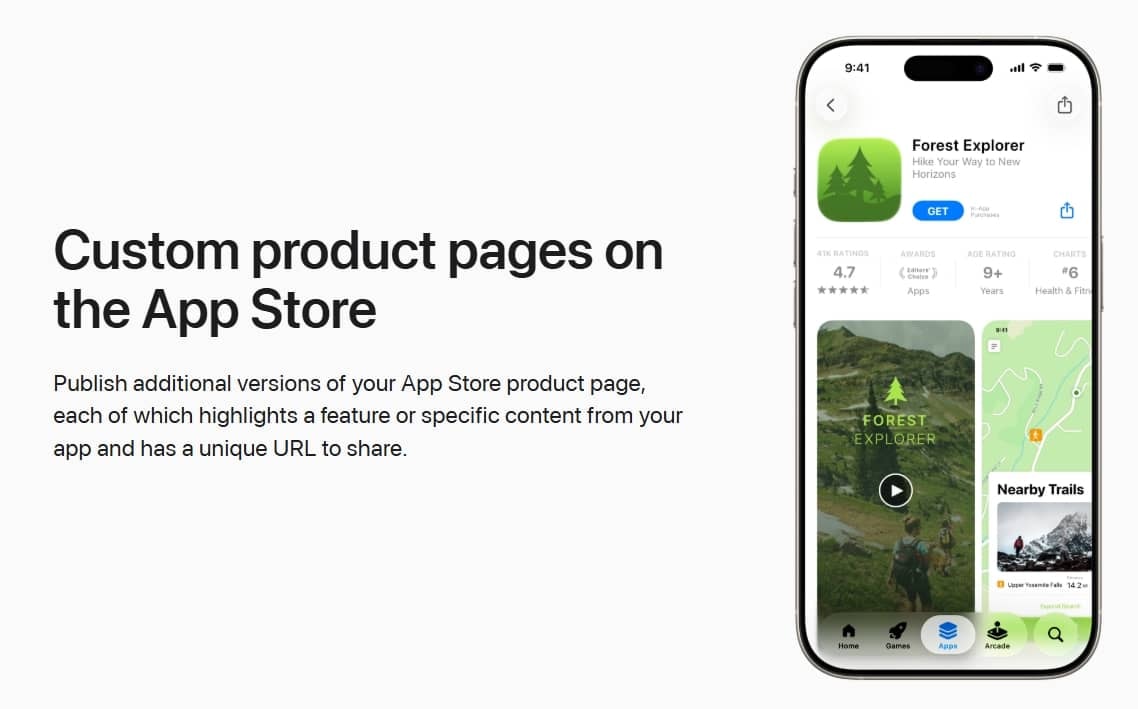 Apple product-specific landing page