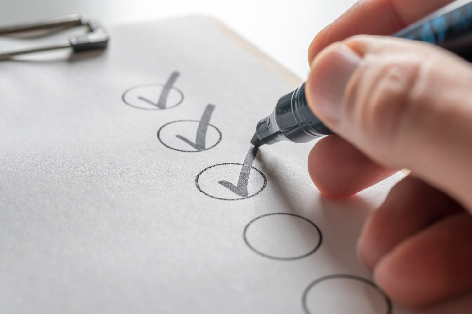 A checklist with checks.