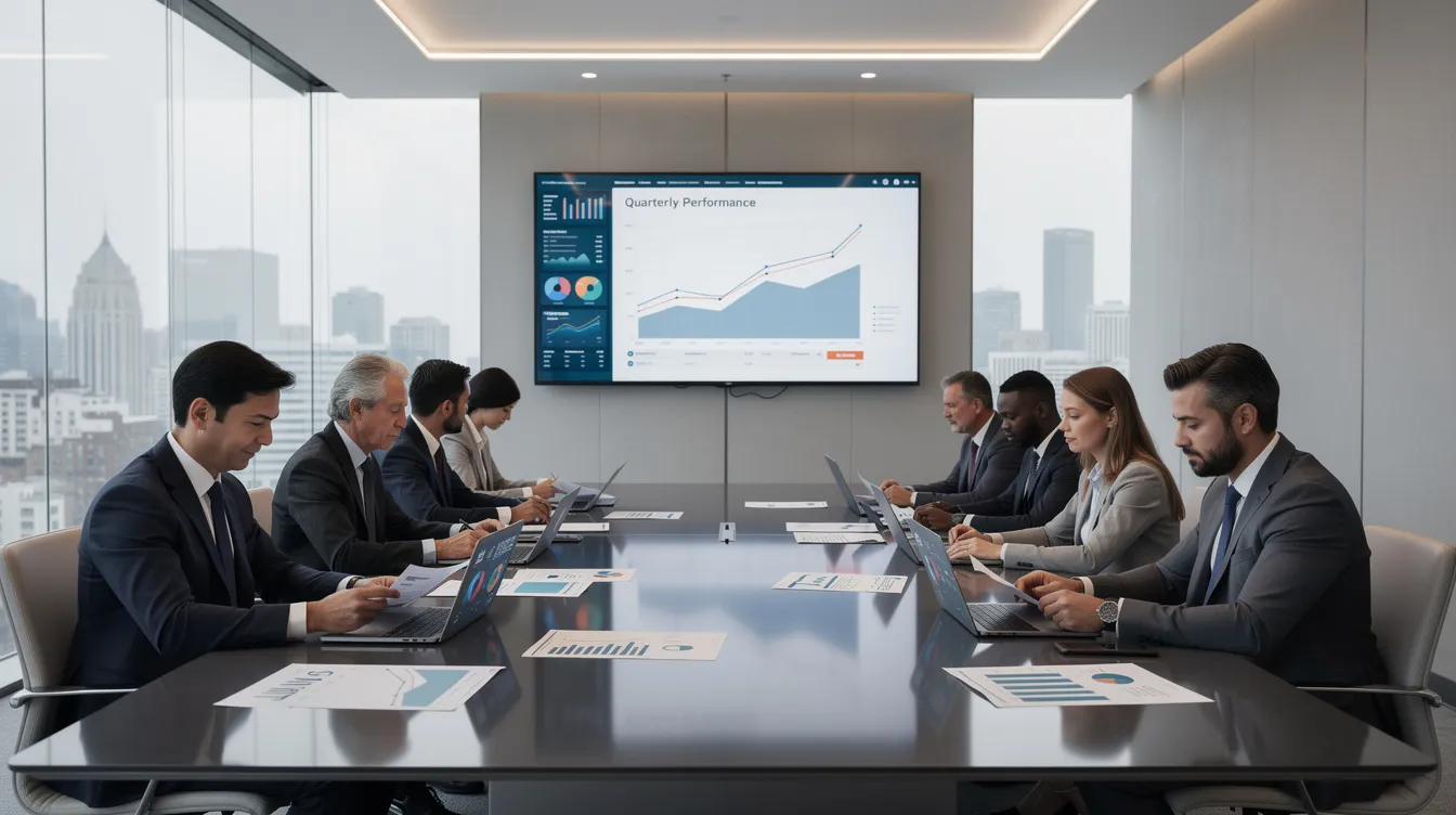 d4a696c8 6797 465c 9040 055d9b126993 In a modern office meeting room, business professionals are engaged in a discussion while reviewing documents and financial charts, likely related to the uht milk processing plant and its market trends. The atmosphere suggests a focus on strategic planning and investment opportunities within the dairy sector.