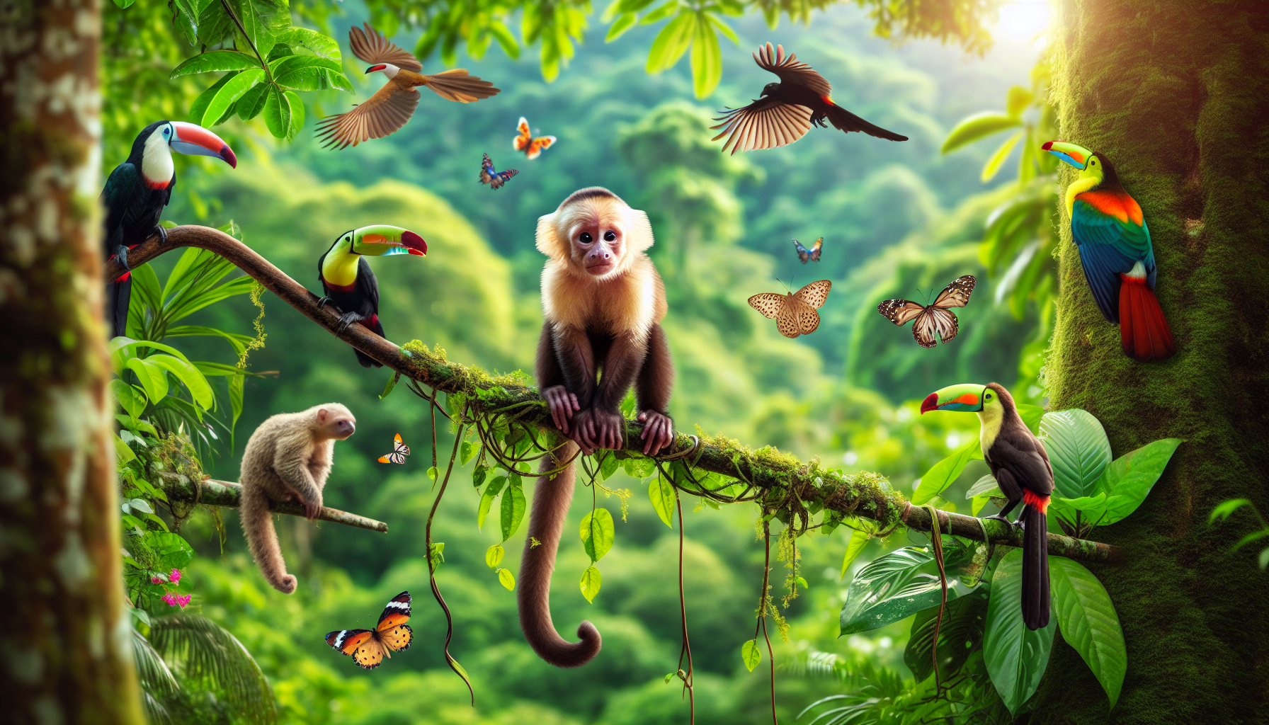 Capuchin monkey in the jungle near Playa Cocalito