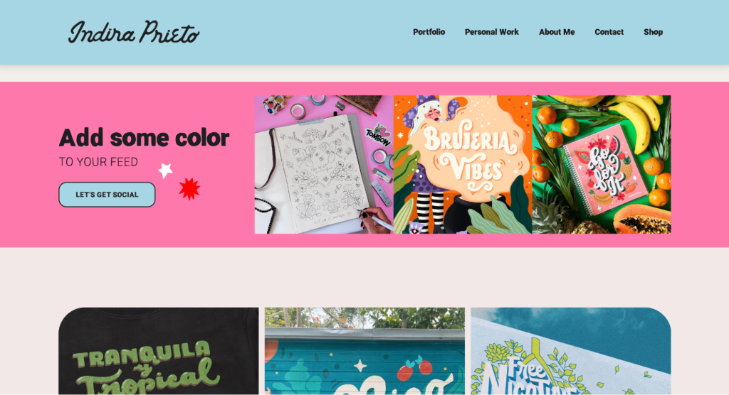 Paletas de cores para sites - Página de Indira Prieto