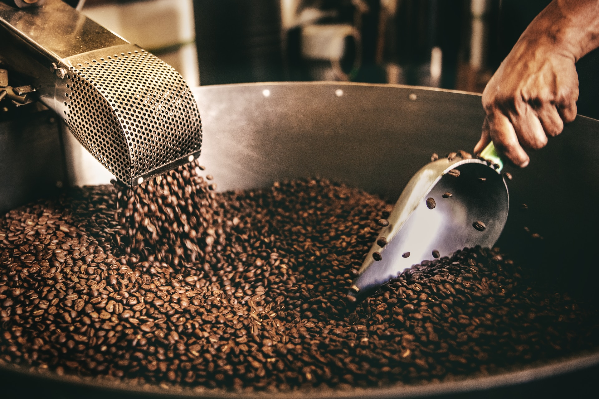 A vat of coffee beans about to be roasted by a supplier