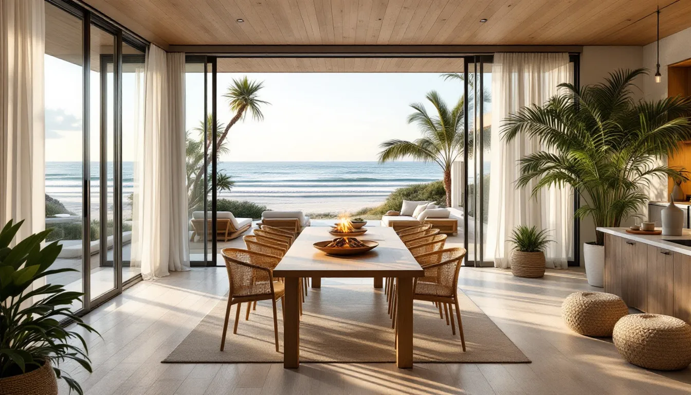 Key coastal elements that work all year, showcasing natural materials and textures.
