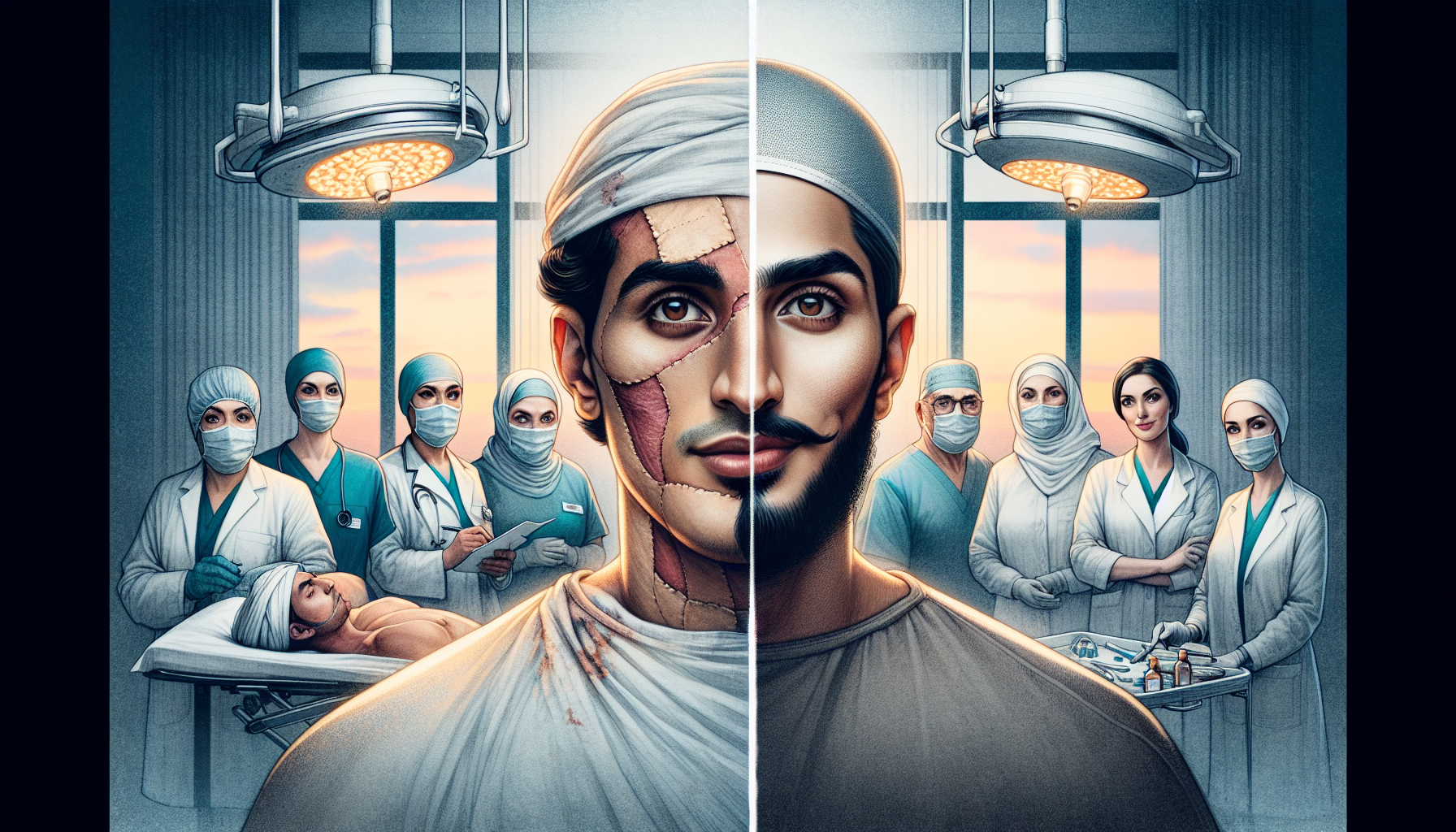 Différence entre chirurgie reconstructrice et esthétique, illustrée par des exemples visuels.