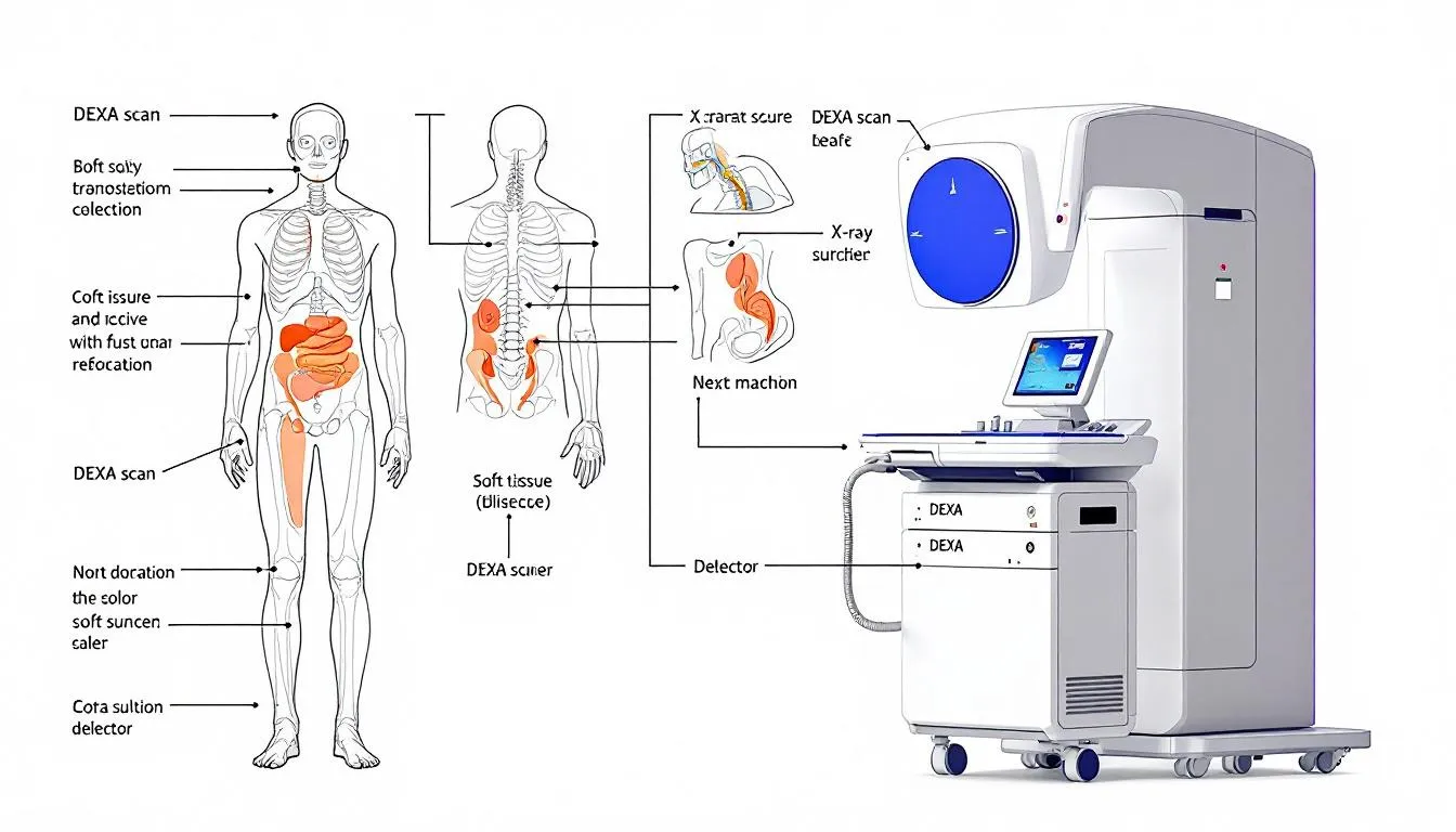 An illustration explaining the safety and accuracy of DEXA scans.