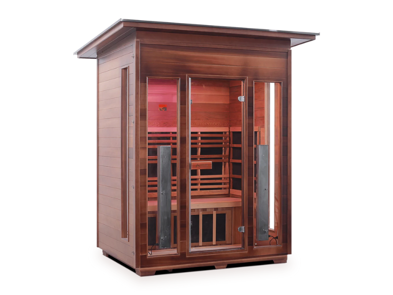Image showing one of the top hybrid saunas, with carbon heaters, the Enlighten Infrared/Traditional Sauna DIAMOND.