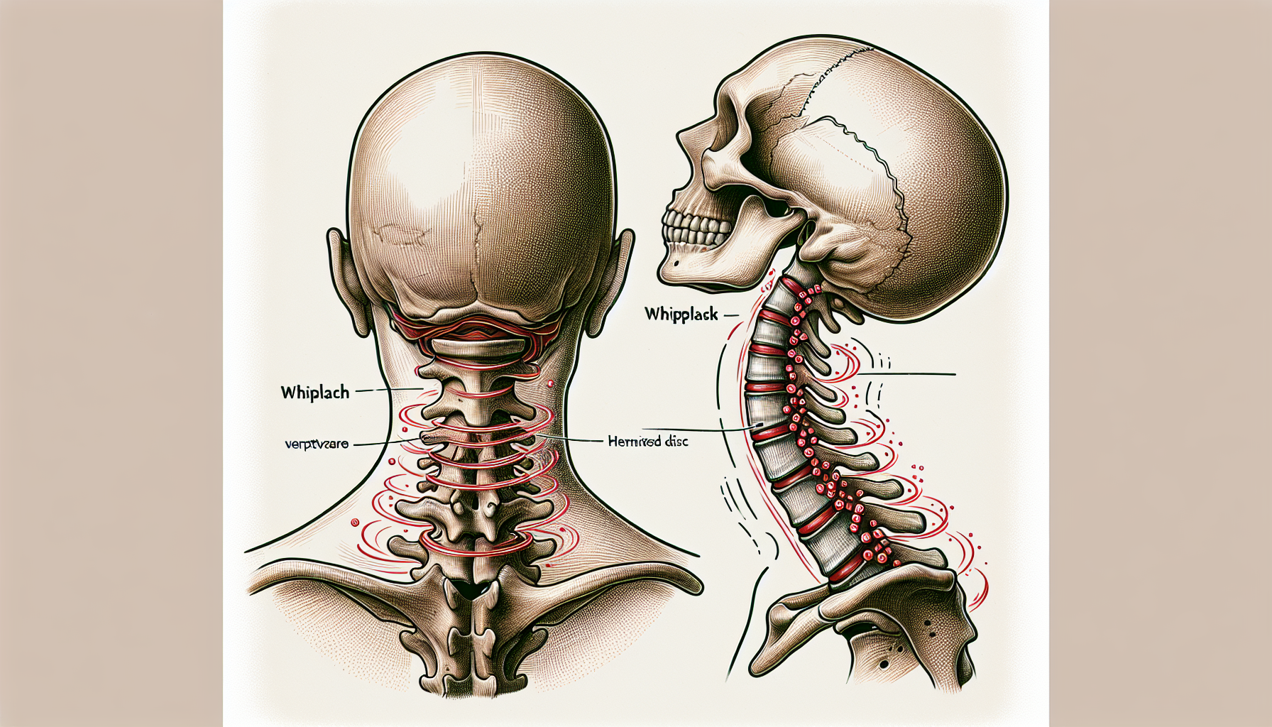 Illustration of different types of neck injuries