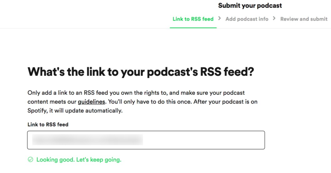 Paste your RSS link in Spotify