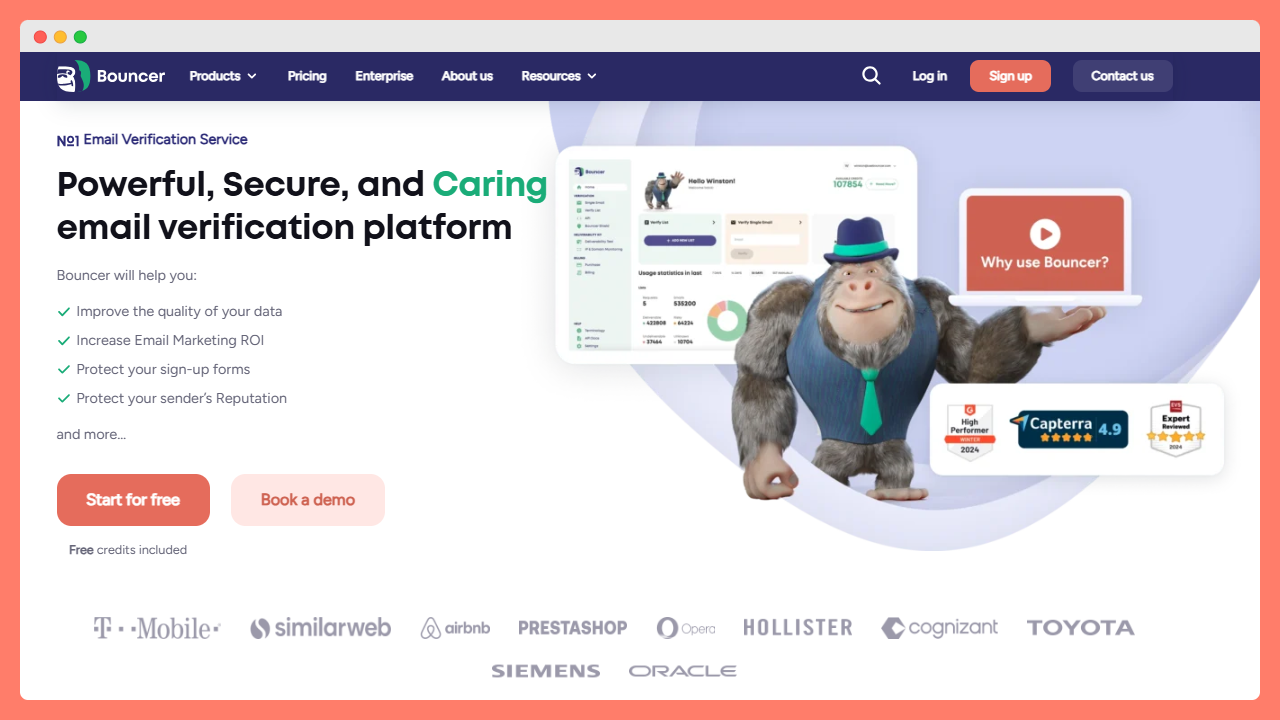 Bouncer homepage - an email verification for insurance coverage, with efficient and relevant features so you can verify and validate email addresses.