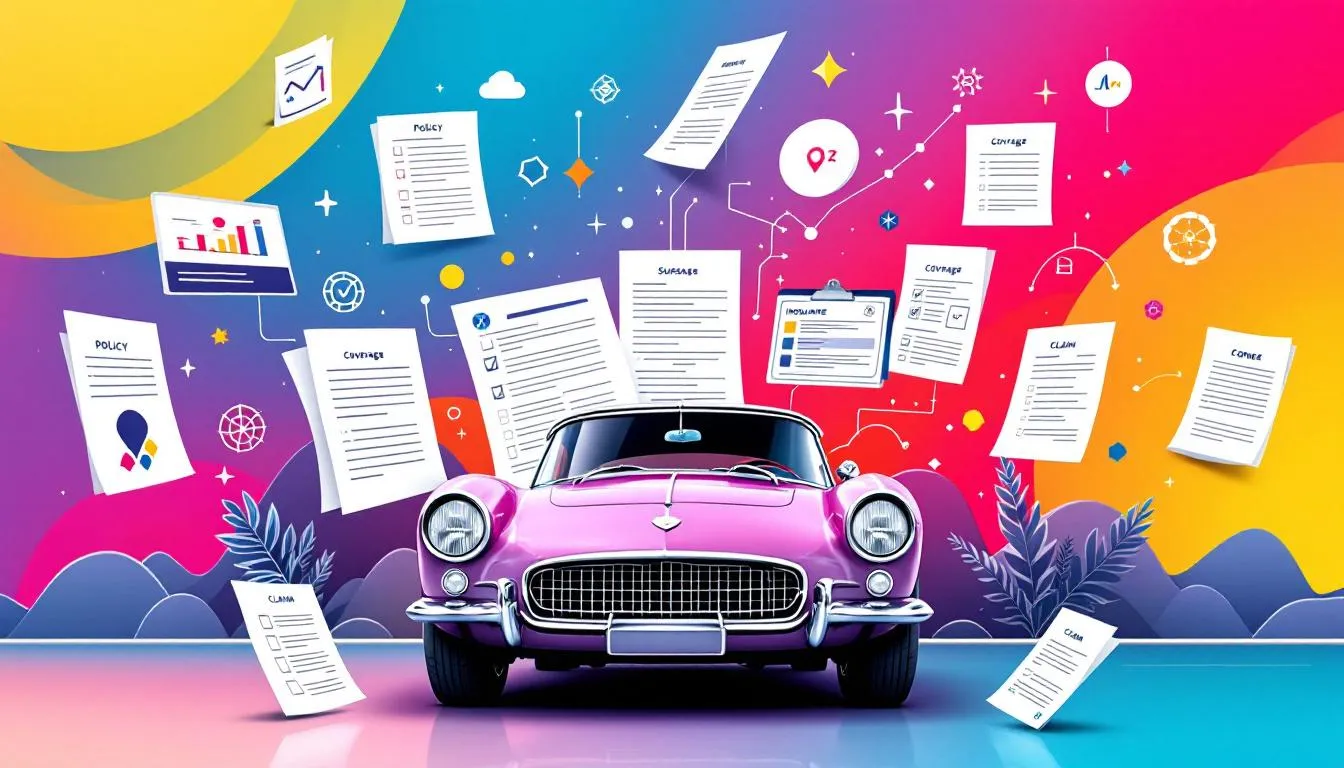 An illustration of a classic car with various insurance documents, highlighting the need for comprehensive coverage.