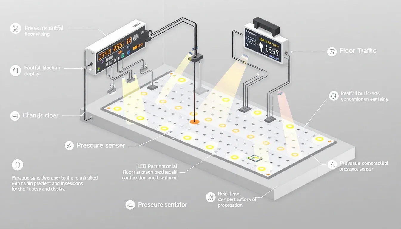 In this image, a detailed infographic illustrates the concept of footfall, showcasing its significance as a key performance indicator for retail stores. It highlights how footfall data can be analyzed to understand customer behavior, improve sales conversion rates, and enhance the visitor experience in a specified area.
