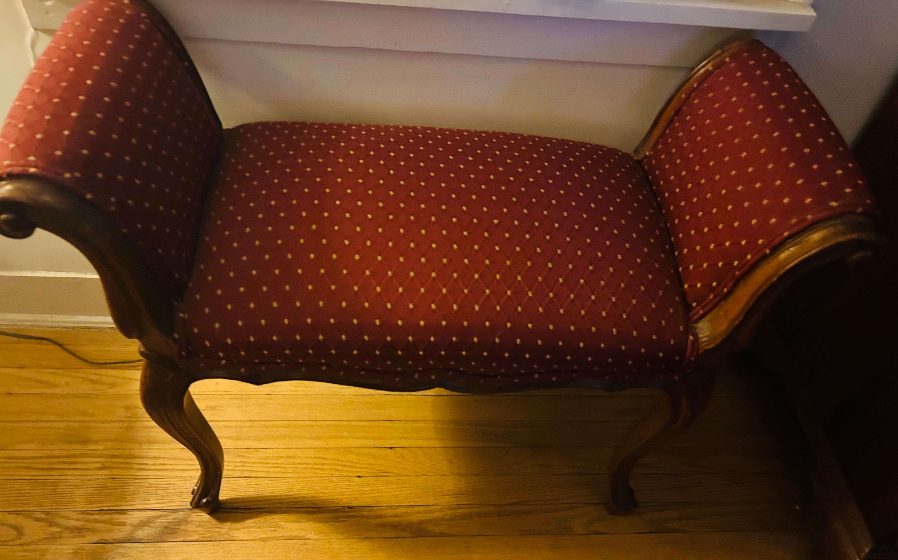 Reupholstered antique bench