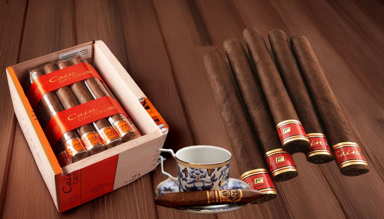 Experience the Oliva Cain Series with a variety of cigars on display.