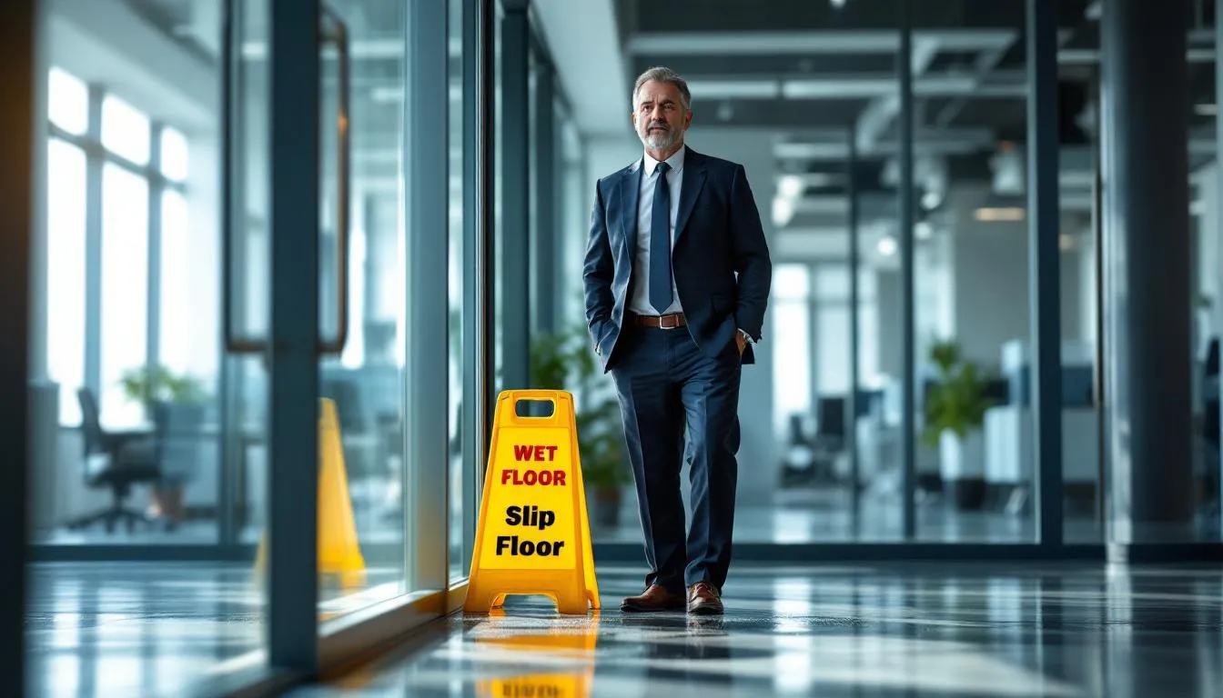 An injured worker sits in a law office, discussing their slip and fall incident at work in Colorado with an experienced workers compensation attorney. The scene conveys a sense of support and guidance as the client navigates the workers compensation claims process for their workplace injury.