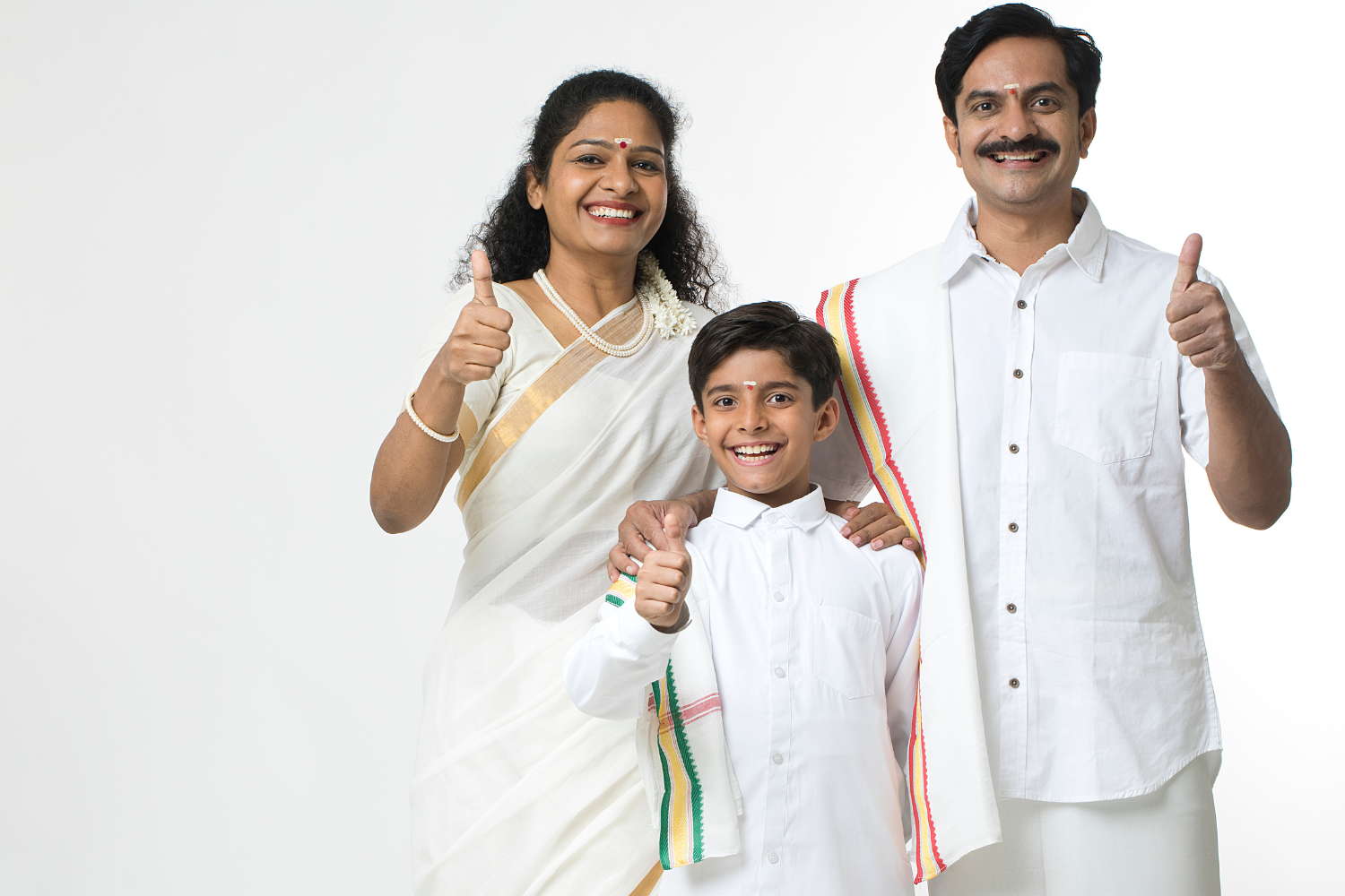 Mother, father and son wearing karnataka traditional dress