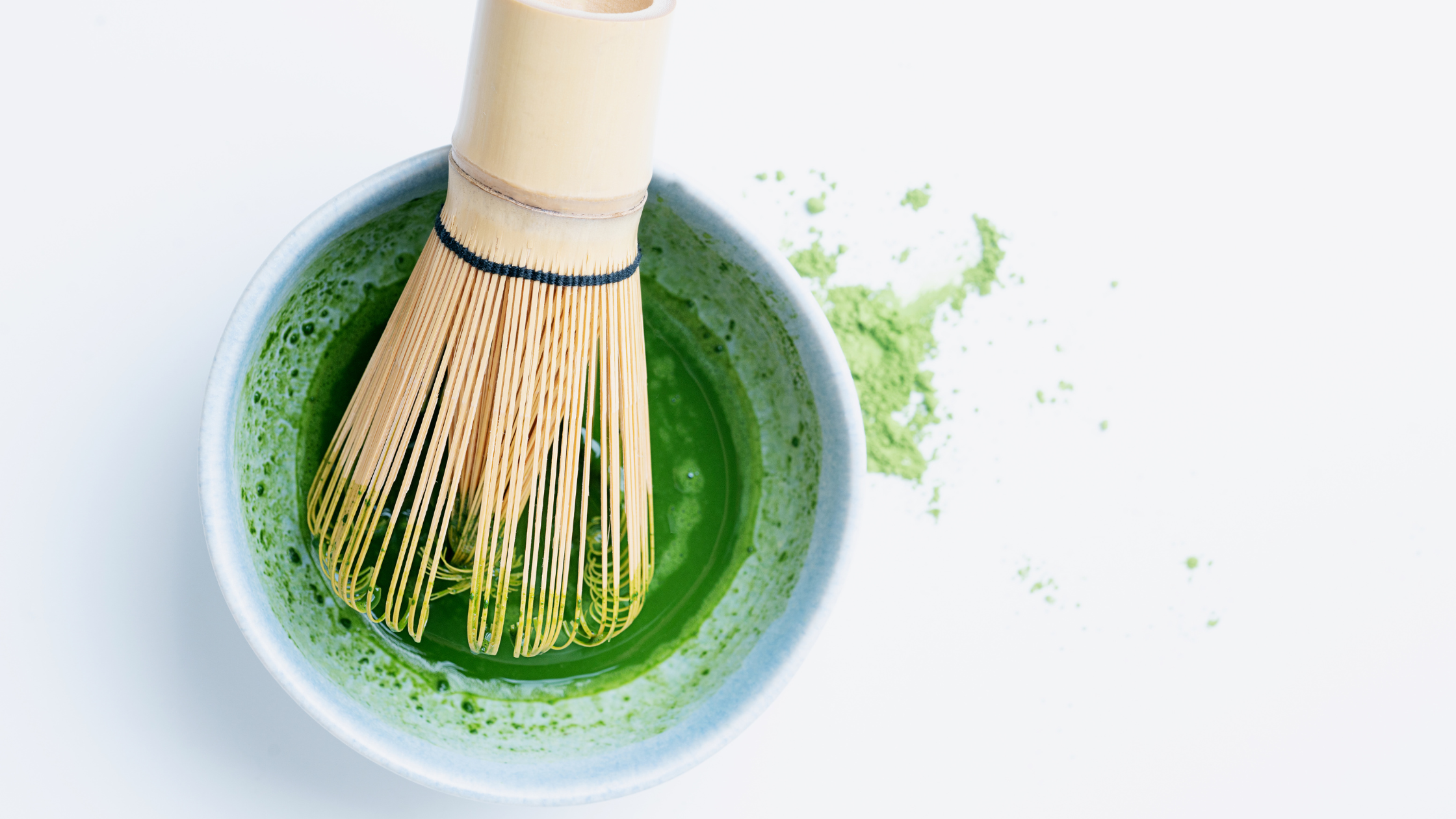 matcha whisking with bamboo whisk