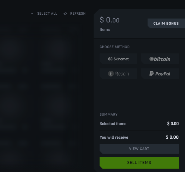 selling skins on Skinomat