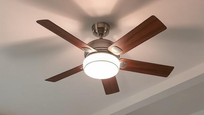 A contemporary ceiling fan with integrated LED lighting