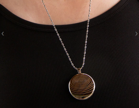 A radiation absorbing pendant that contains energy elements features