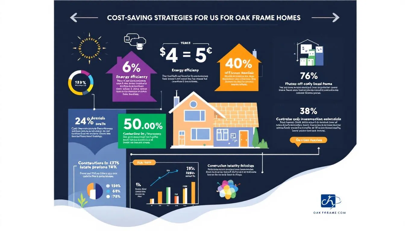 A visual representation of cost-saving strategies for oak frame homes.