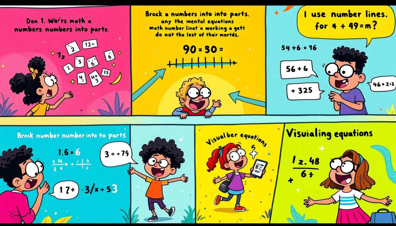 An illustration depicting various mental math strategies.