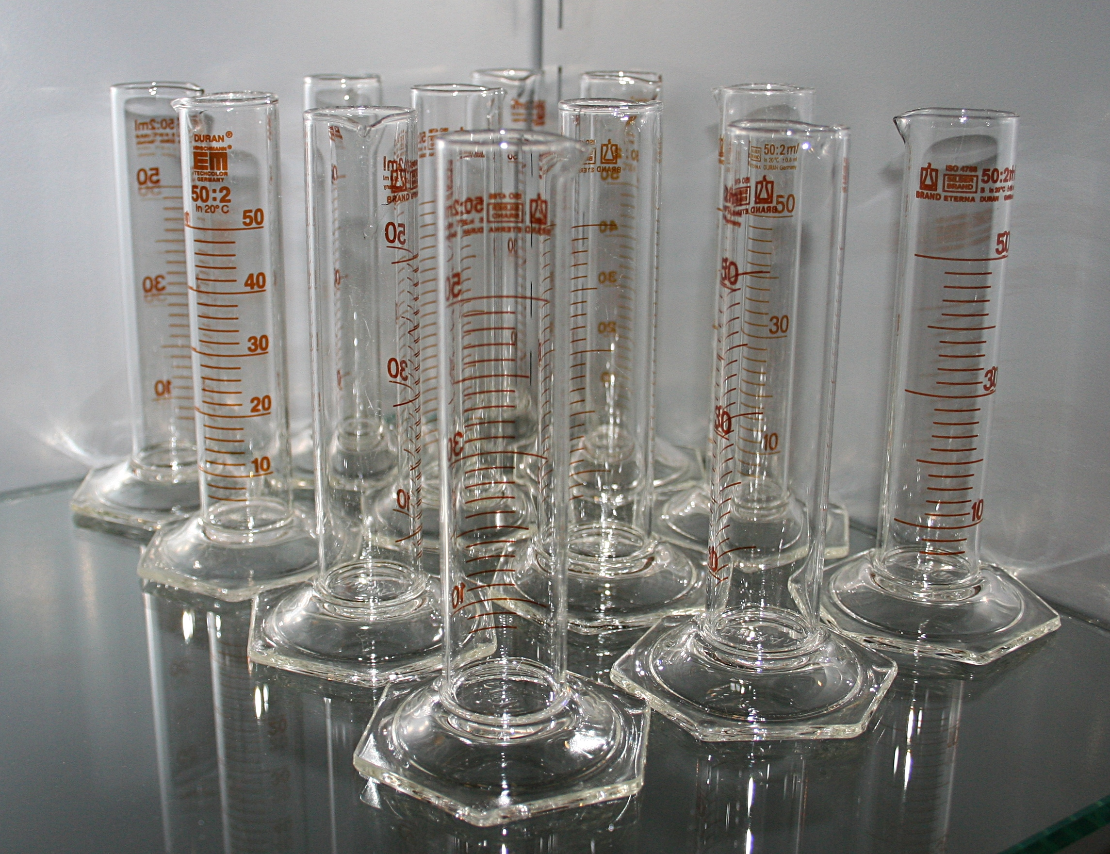 Selection of popular 50 ml graduated cylinder brands