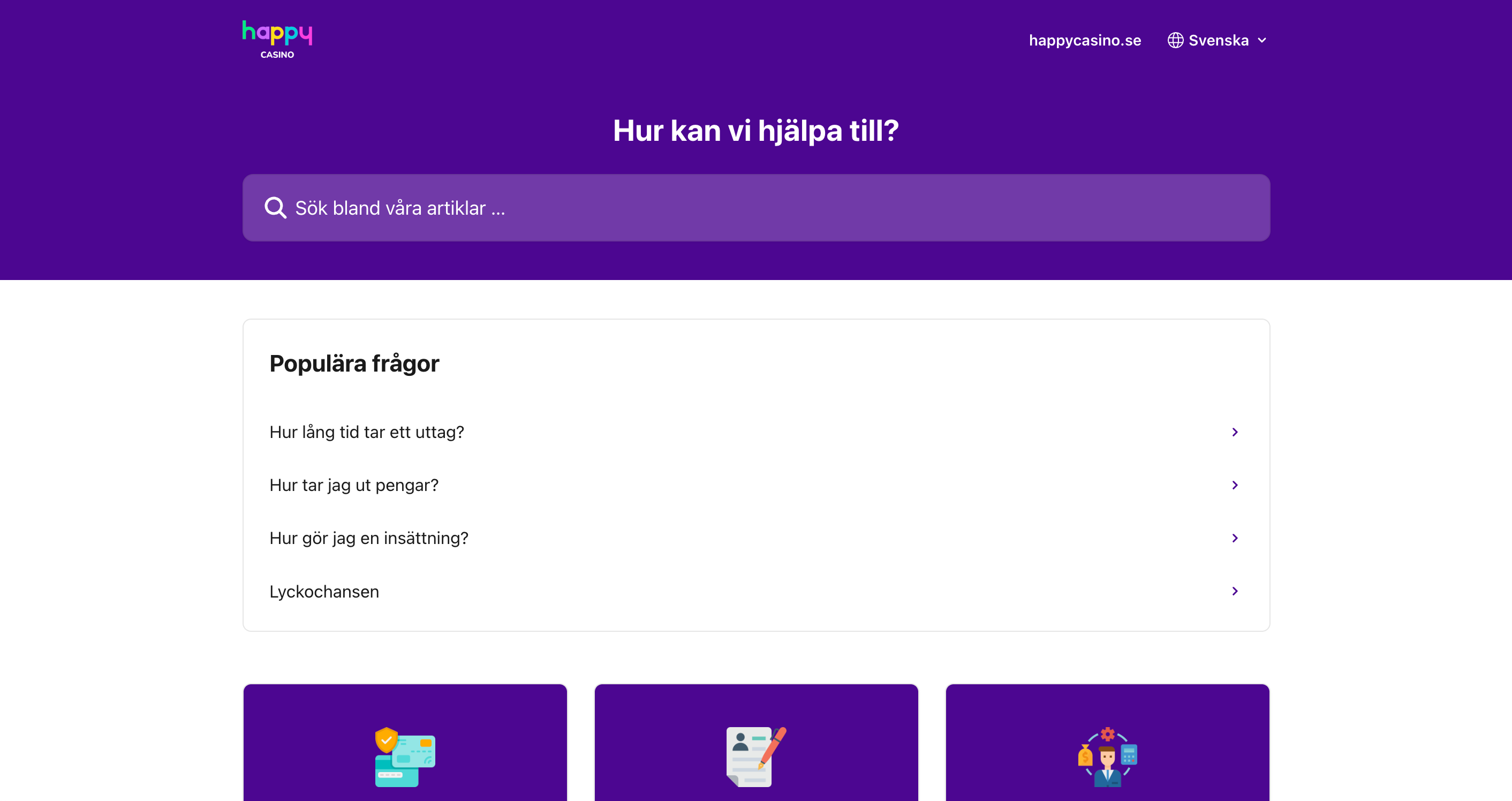 Happy casino hjälpcenter