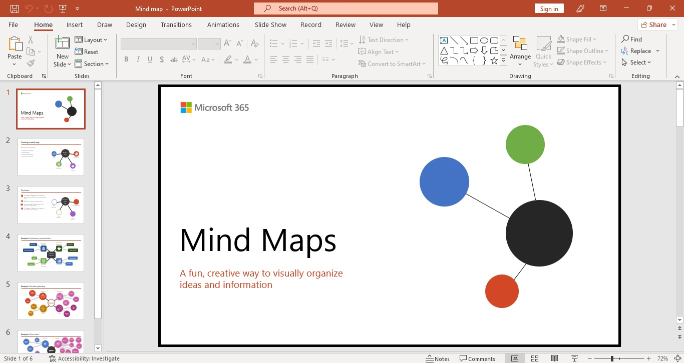 Then you now have a Mind Map PowerPoint on your slide deck.