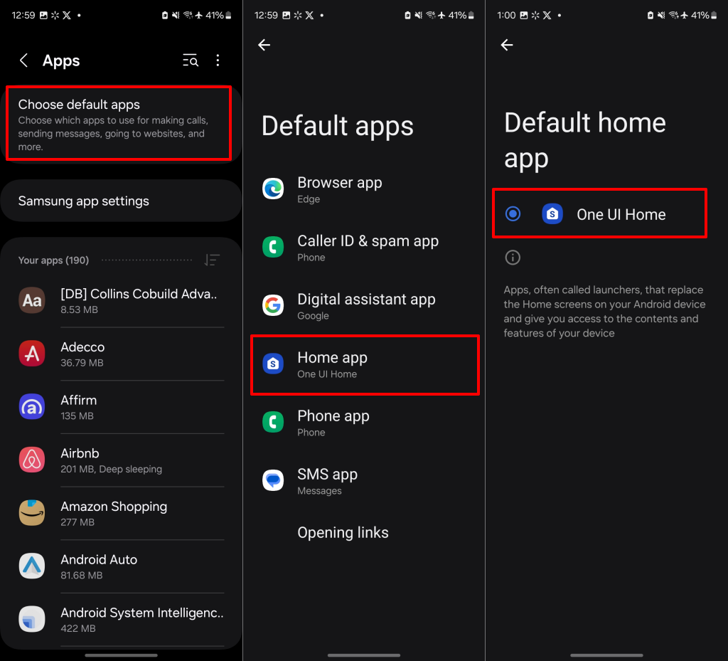 Steps to change default home or launcher app in Android