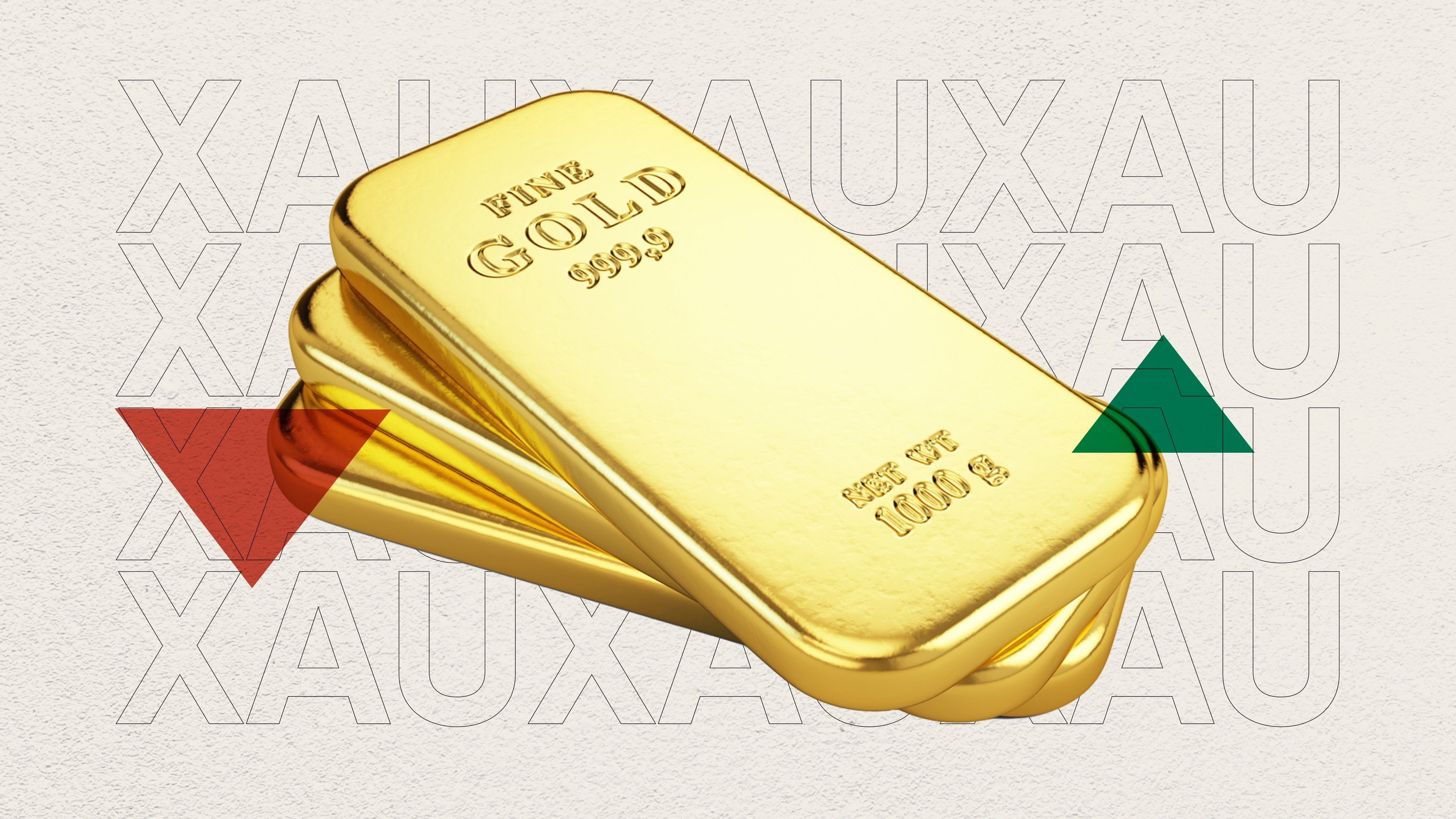 The image features a collection of gold bars