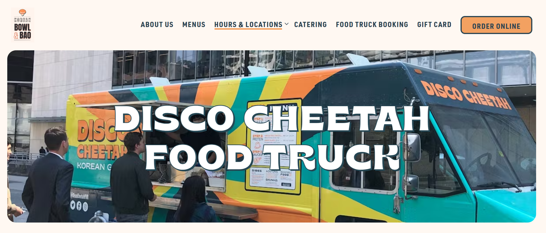 screenshot of the disco cheetah restaurant website 