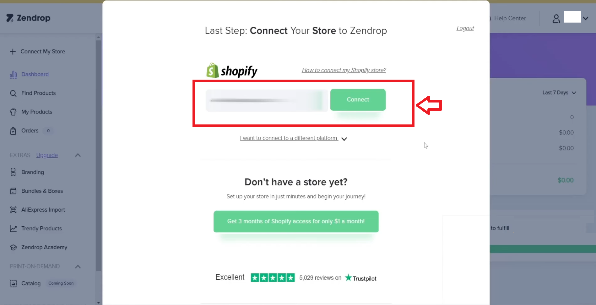 connect zendrop to shopify