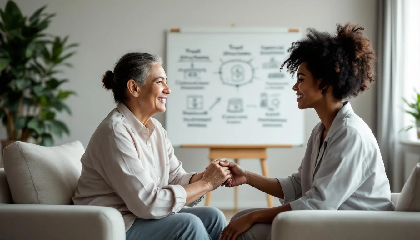 A heartwarming image of a caregiver with a vulnerable loved one, symbolizing the importance of special needs trusts.