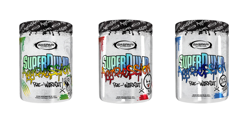 Image of the three flavors of SUPERPUMP AGGRESSION beta alanine supplement