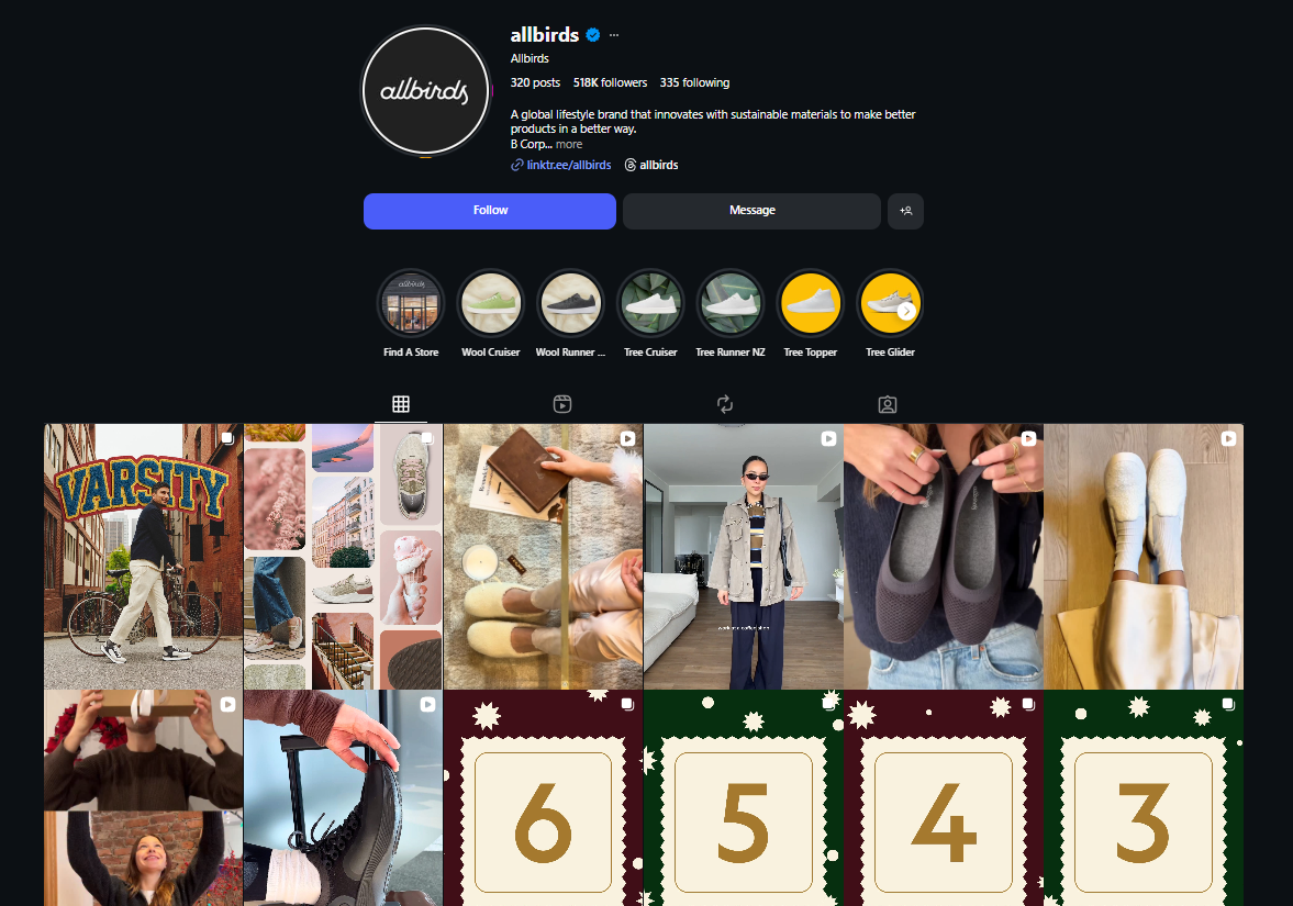 How to make money on Instagram through Instagram ads (Allbirds)