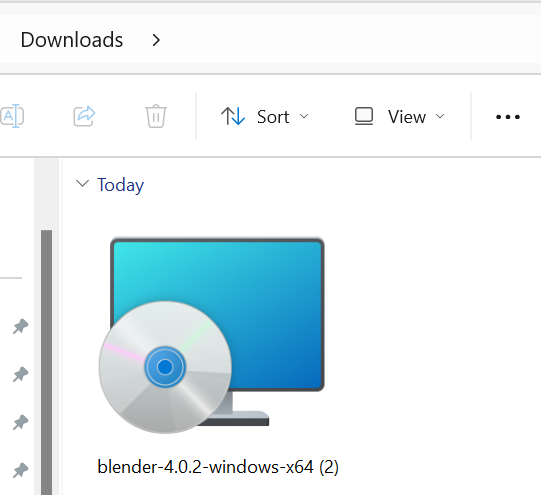This is the installation file for Blender in the Download folder