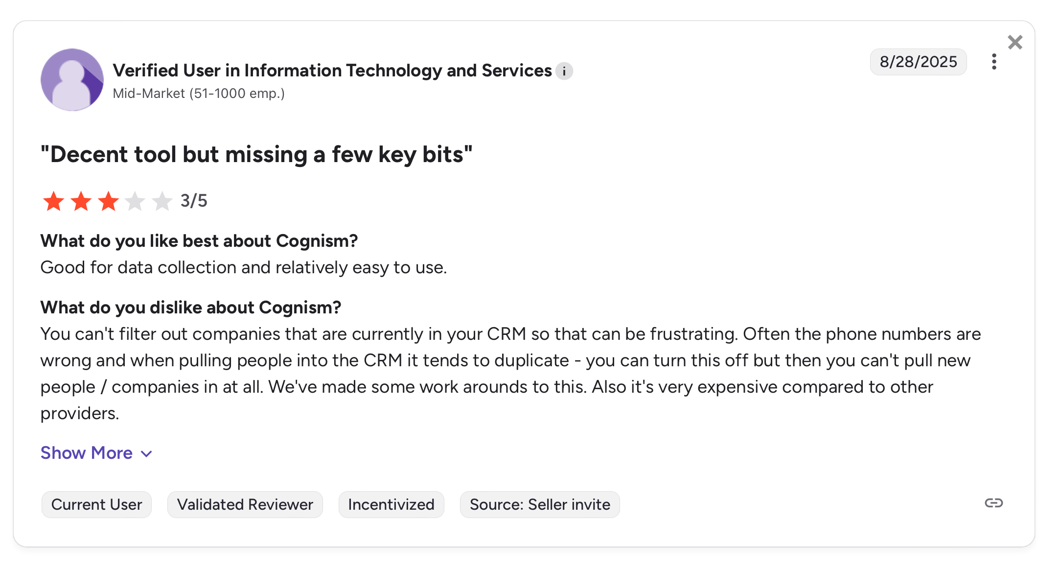 Cognism G2 review screenshot