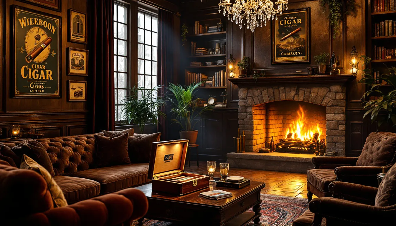 An inviting cigar lounge setting, perfect for beginners to start their cigar journey.