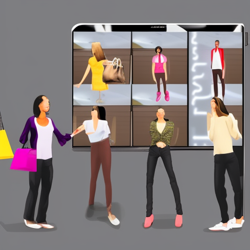 People trying on virtual clothes and shopping in a digital world, created using AI 