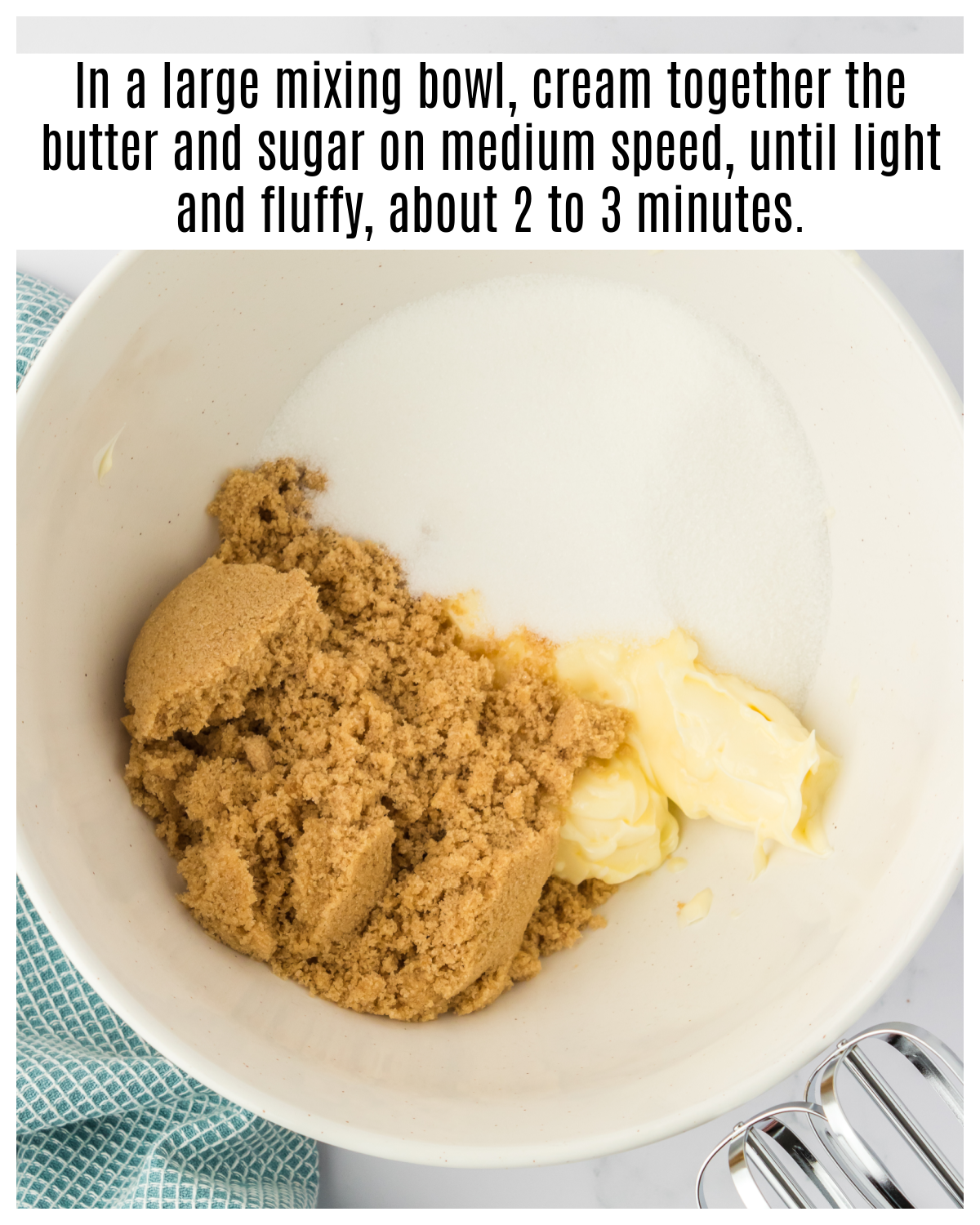 granulated sugar, brown sugar, and butter in a bowl