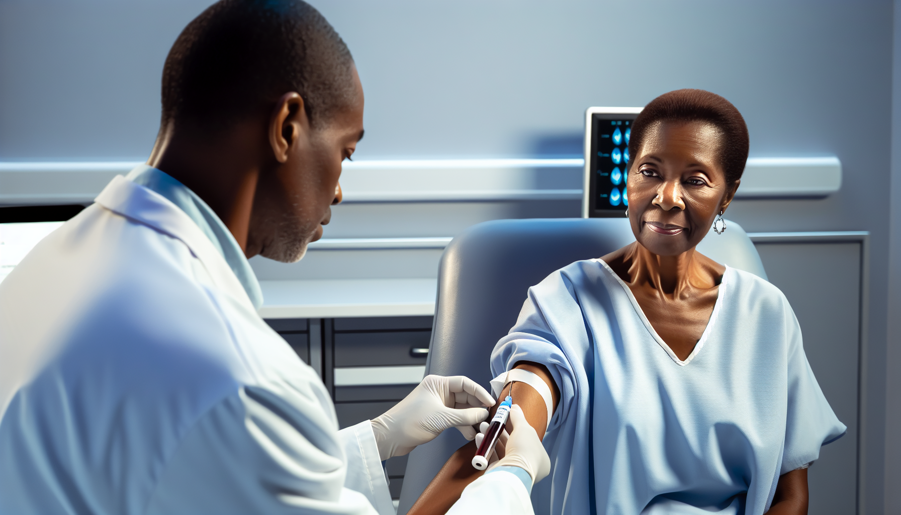 Patient undergoing tumor marker test