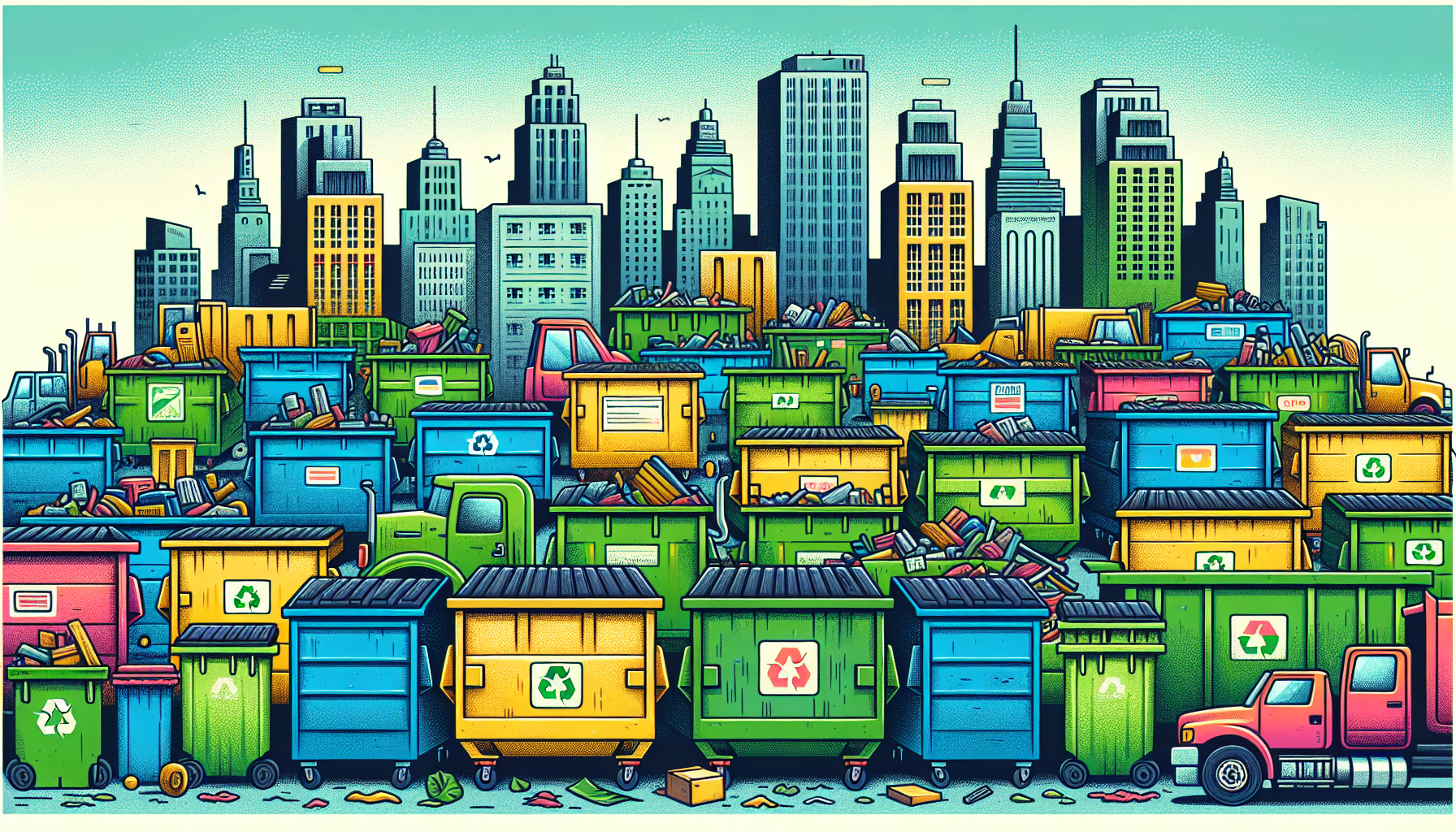 An illustration showcasing various WM dumpster rental services available for different needs.