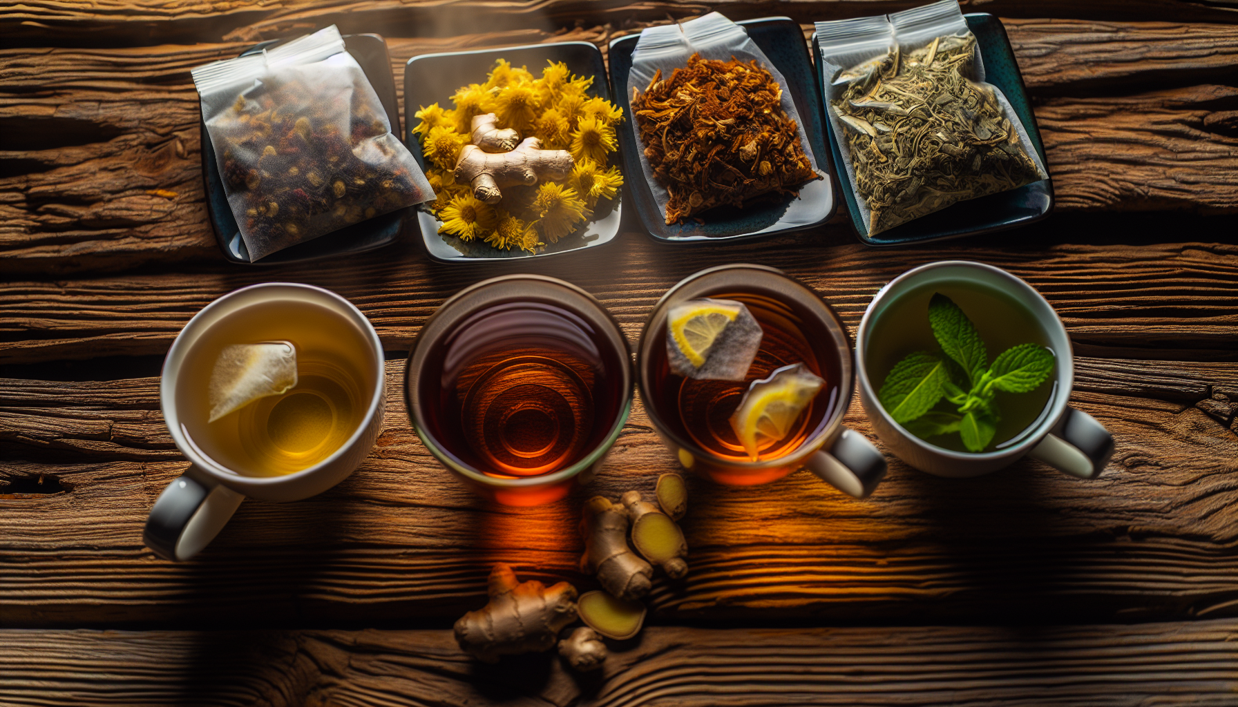 Various herbal teas for menstrual relief