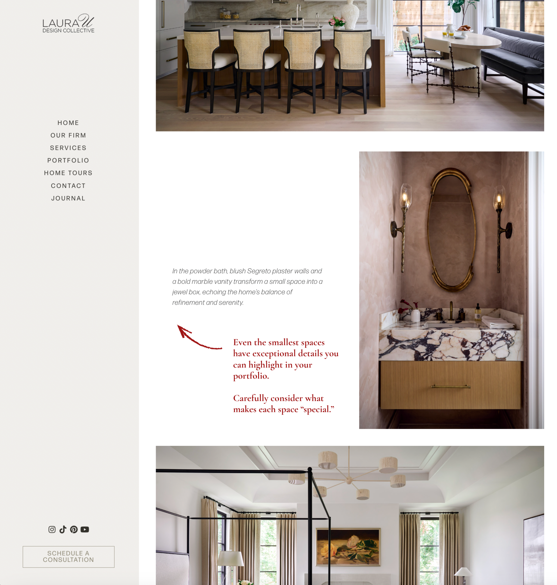 an interior design firm portfolio page