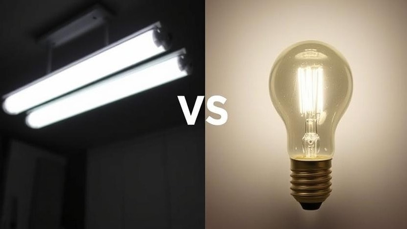 A Fluorescent tube light vs. Incandescent bulb